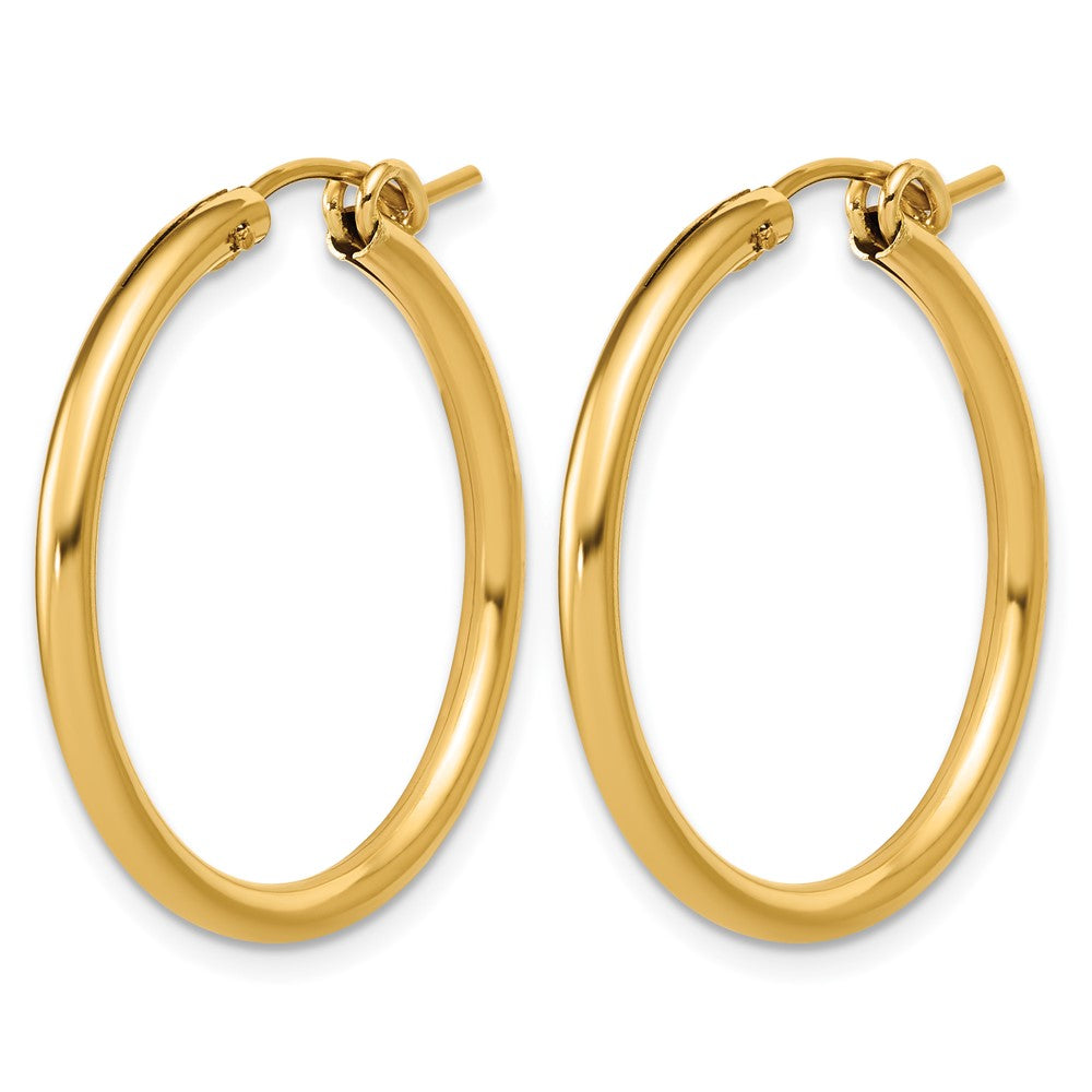 Alternate view of the 1/20 14K Gold Filled Round Hollow Hoop Earrings, 2.3 x 29mm (1 1/8 In) by The Black Bow Jewelry Co.
