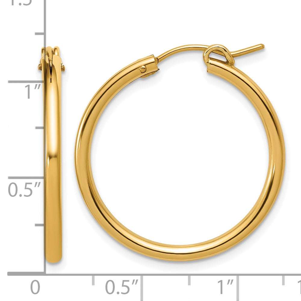 Alternate view of the 1/20 14K Gold Filled Round Hollow Hoop Earrings, 2.3 x 29mm (1 1/8 In) by The Black Bow Jewelry Co.