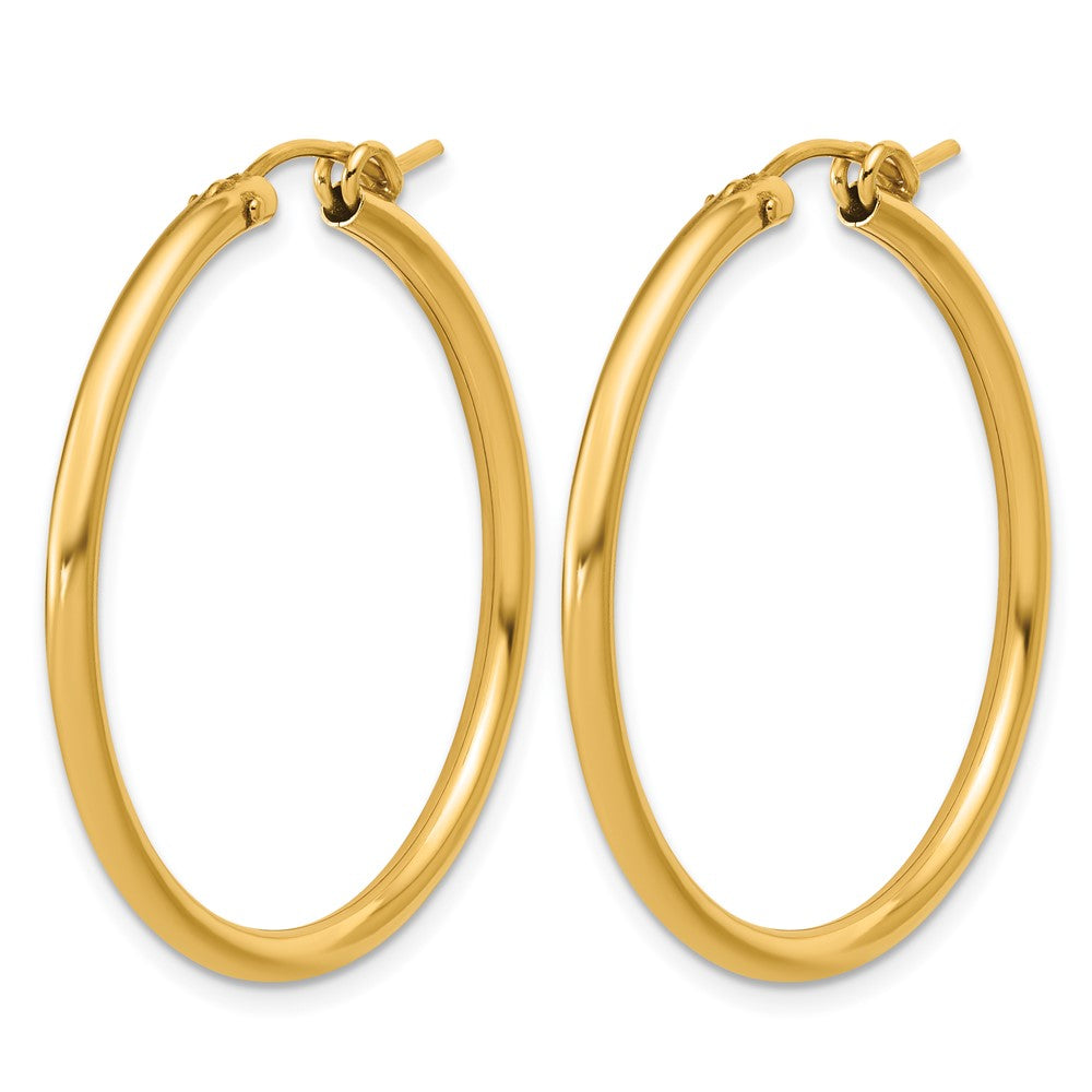 Alternate view of the 1/20 14K Gold Filled Round Hollow Hoop Earrings, 2.3 x 35mm (1 3/8 In) by The Black Bow Jewelry Co.