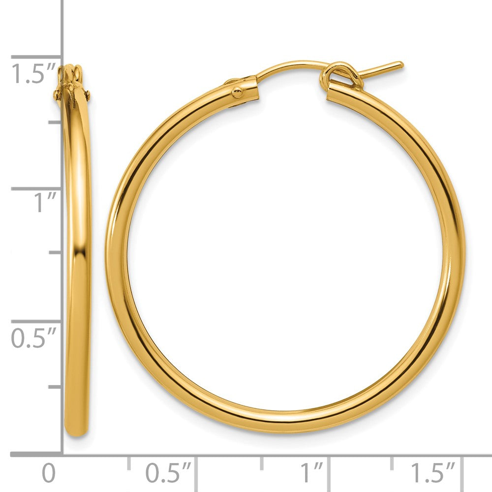 Alternate view of the 1/20 14K Gold Filled Round Hollow Hoop Earrings, 2.3 x 35mm (1 3/8 In) by The Black Bow Jewelry Co.