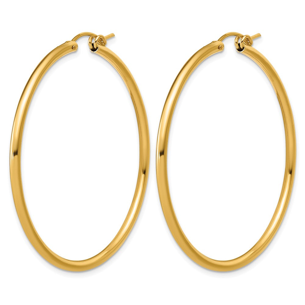 Alternate view of the 1/20 14K Gold Filled Round Hollow Hoop Earrings, 2.3 x 50mm (1 7/8 In) by The Black Bow Jewelry Co.