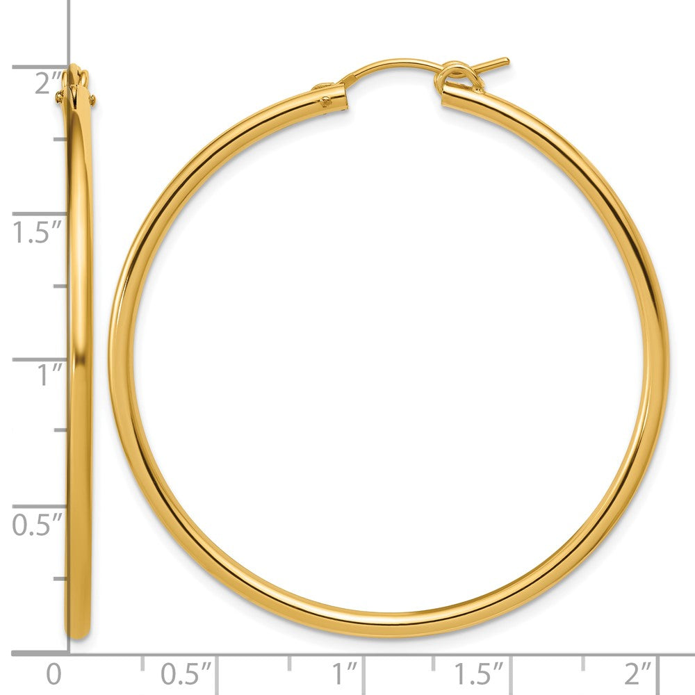 Alternate view of the 1/20 14K Gold Filled Round Hollow Hoop Earrings, 2.3 x 50mm (1 7/8 In) by The Black Bow Jewelry Co.