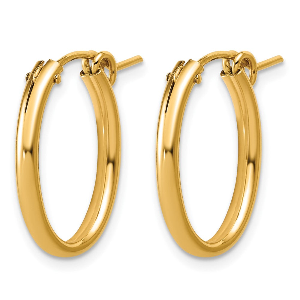 Alternate view of the 1/20 14K Gold Filled 2.3mm Oval Hollow Hoop Earrings by The Black Bow Jewelry Co.