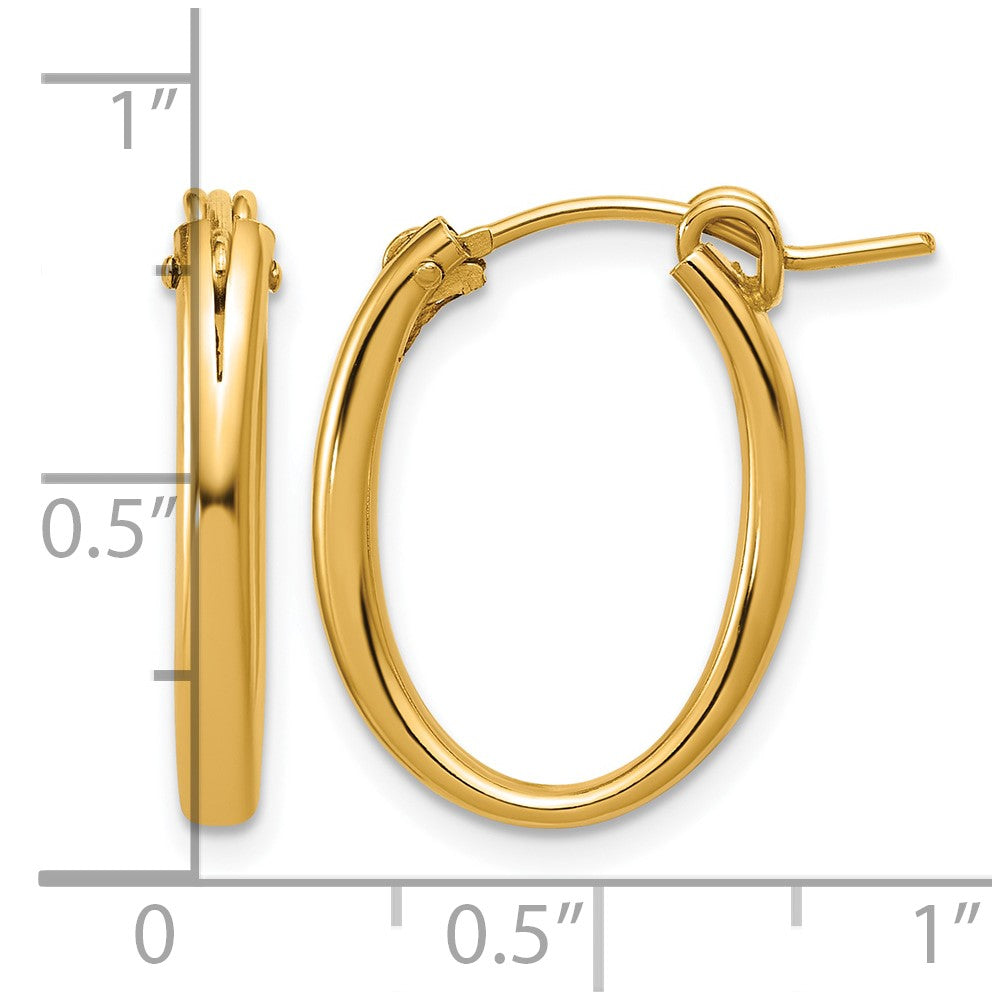 Alternate view of the 1/20 14K Gold Filled Oval Hollow Hoop Earrings, 2.3 x 15 x 20mm by The Black Bow Jewelry Co.