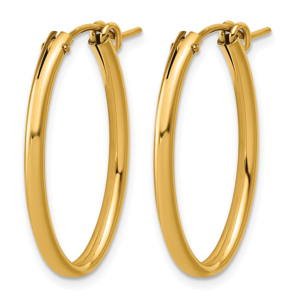 Alternate view of the 1/20 14K Gold Filled Oval Hollow Hoop Earrings, 2.3 x 20 x 30mm by The Black Bow Jewelry Co.