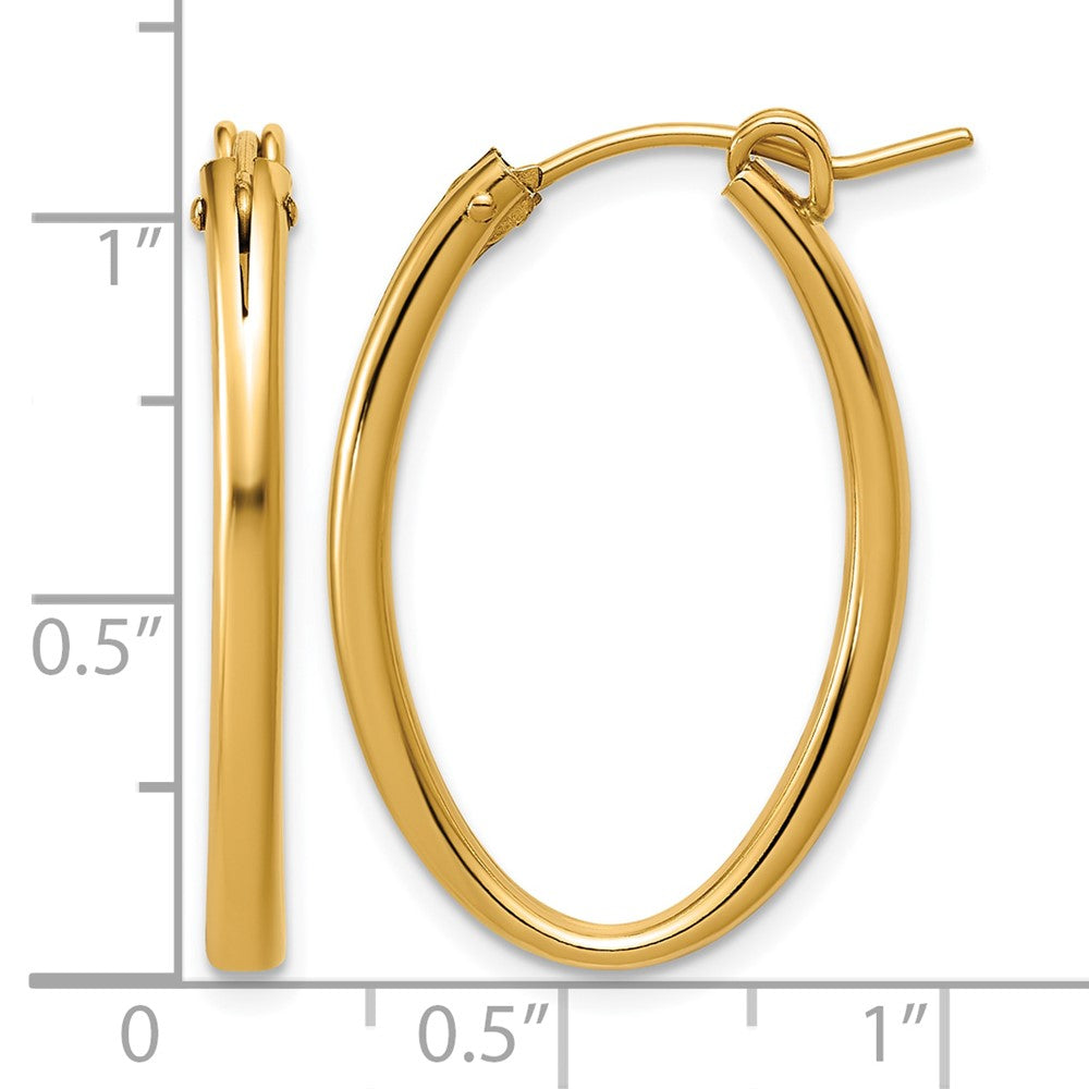 Alternate view of the 1/20 14K Gold Filled Oval Hollow Hoop Earrings, 2.3 x 20 x 30mm by The Black Bow Jewelry Co.