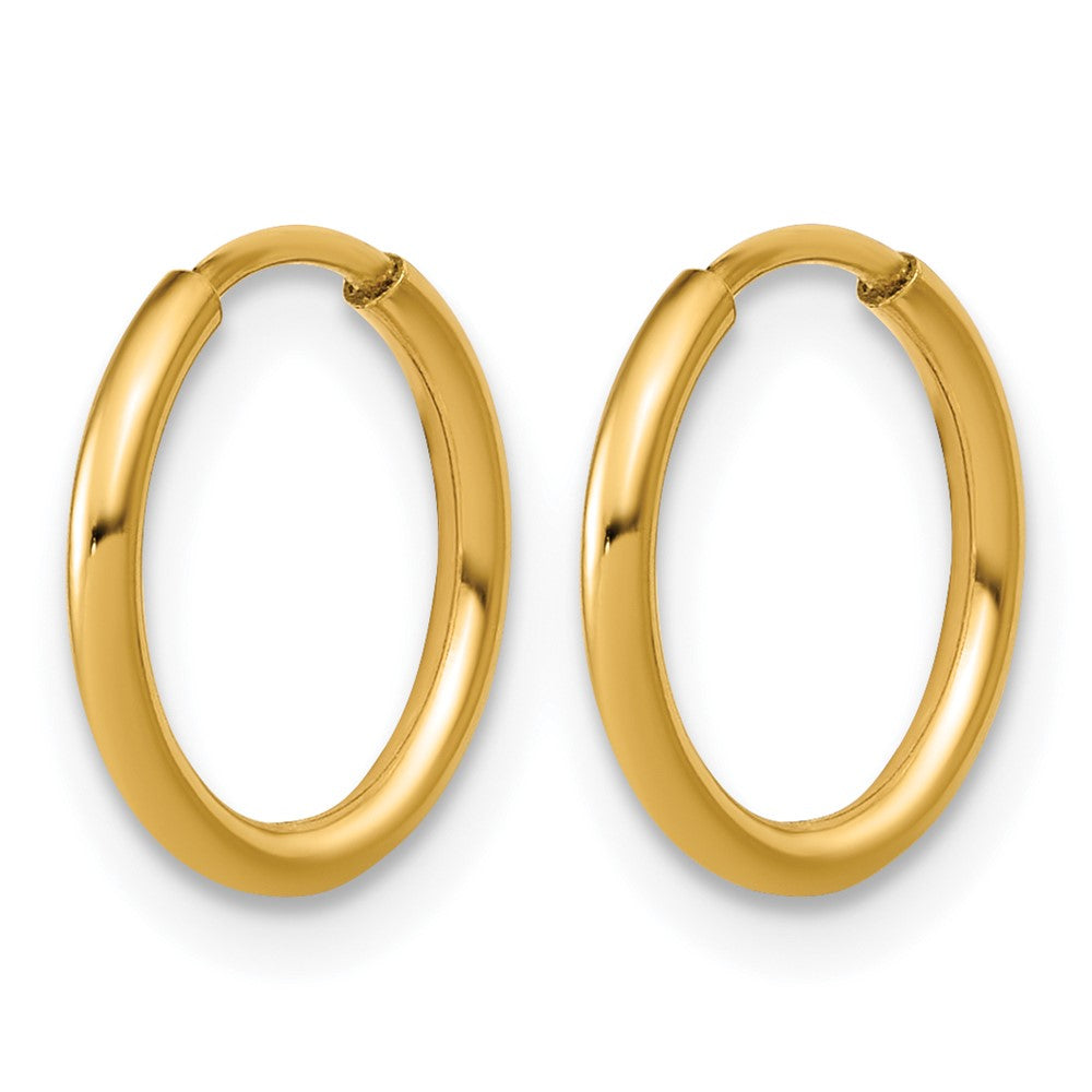 Alternate view of the 1/20 14K Gold Filled 1.25mm Endless Hollow Hoop Earrings, 12mm to 20mm by The Black Bow Jewelry Co.
