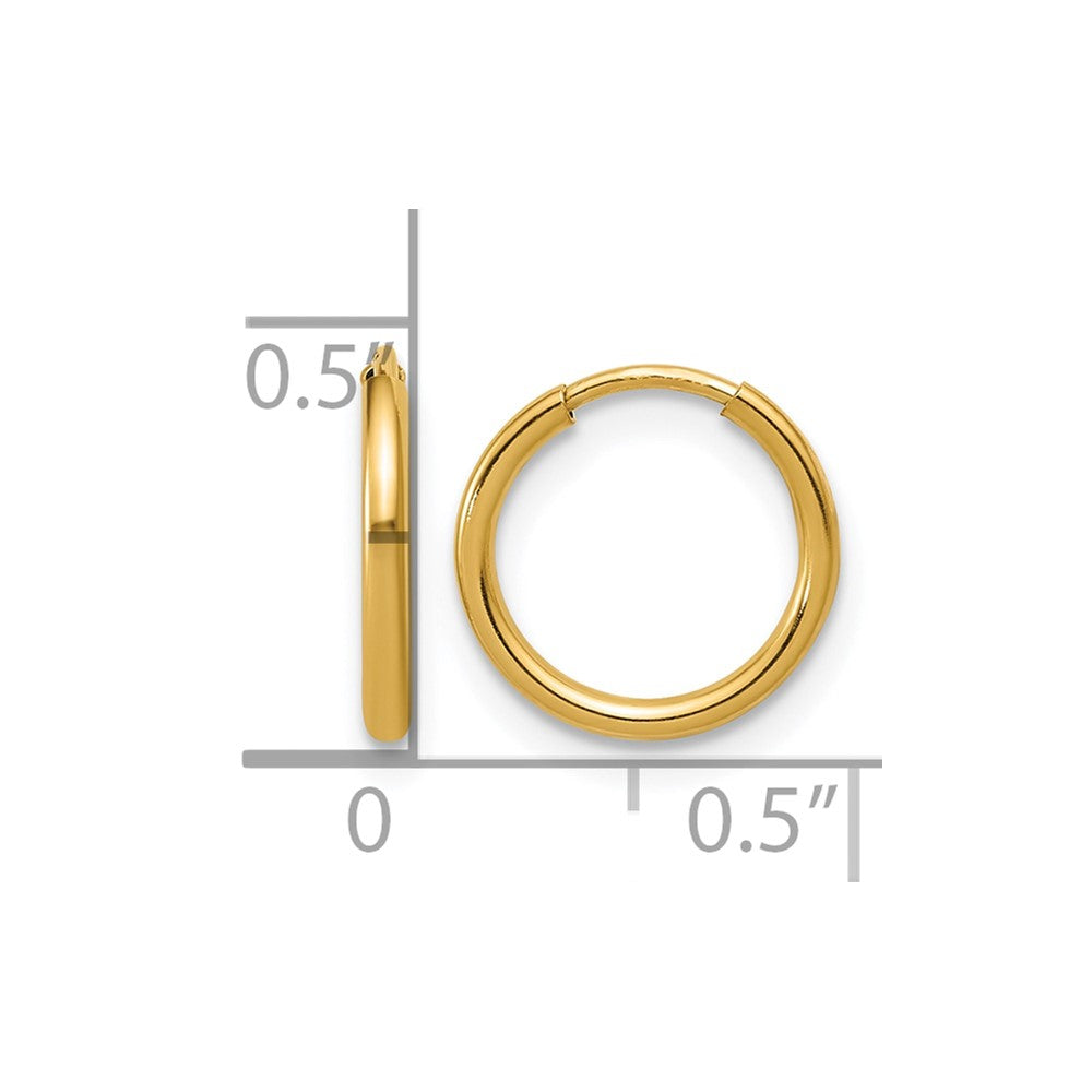 Alternate view of the 1/20 14K Gold Filled Endless Hollow Hoop Earrings, 1.25 x 12mm by The Black Bow Jewelry Co.
