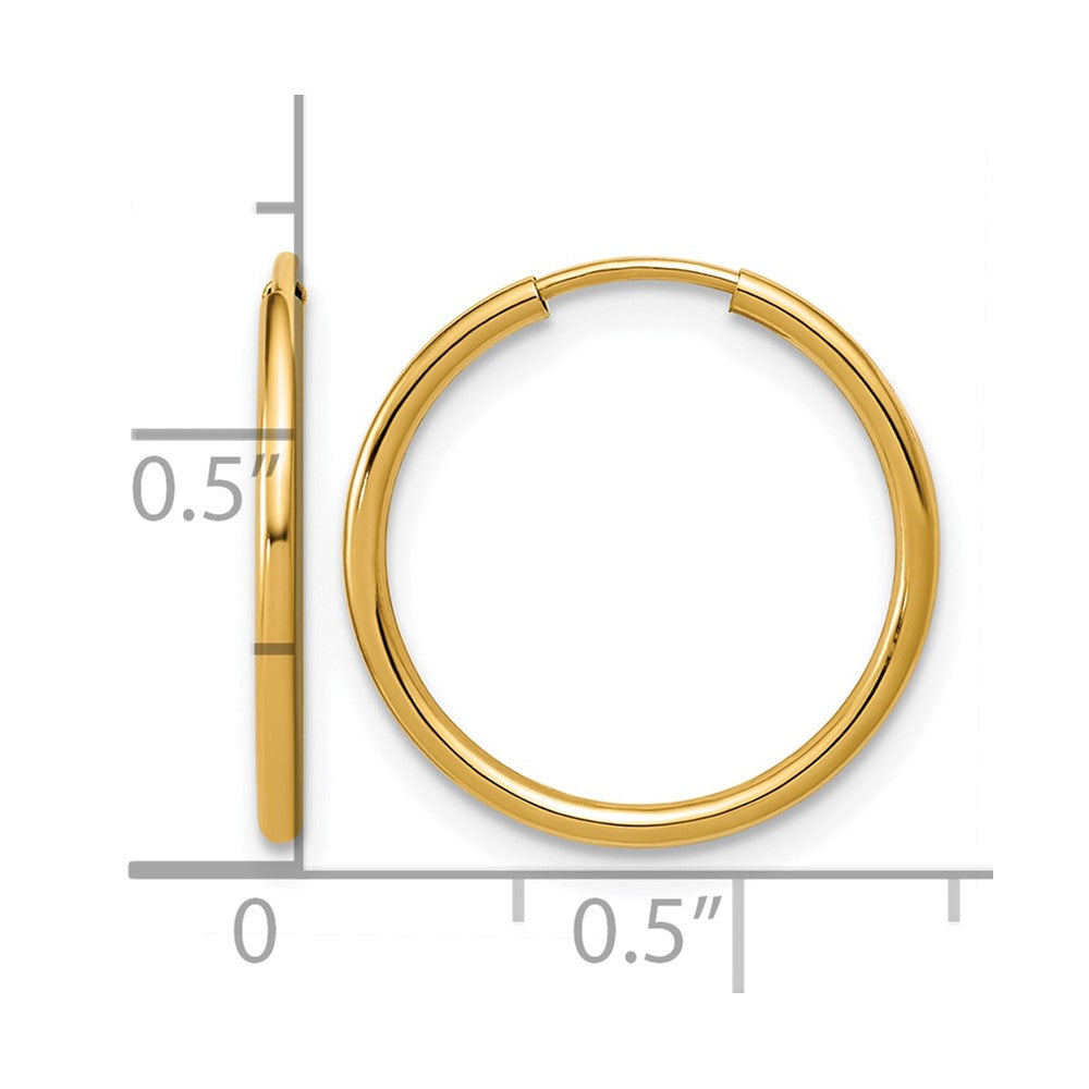 Alternate view of the 1/20 14K Gold Filled Endless Hollow Hoop Earrings, 1.25 x 17mm by The Black Bow Jewelry Co.