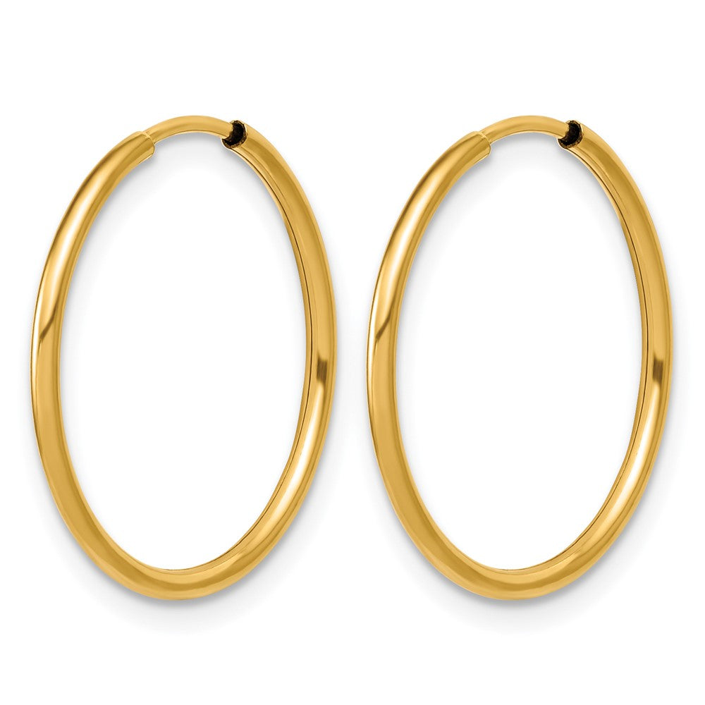 Alternate view of the 1/20 14K Gold Filled Endless Hollow Hoop Earrings, 1.25 x 20mm by The Black Bow Jewelry Co.