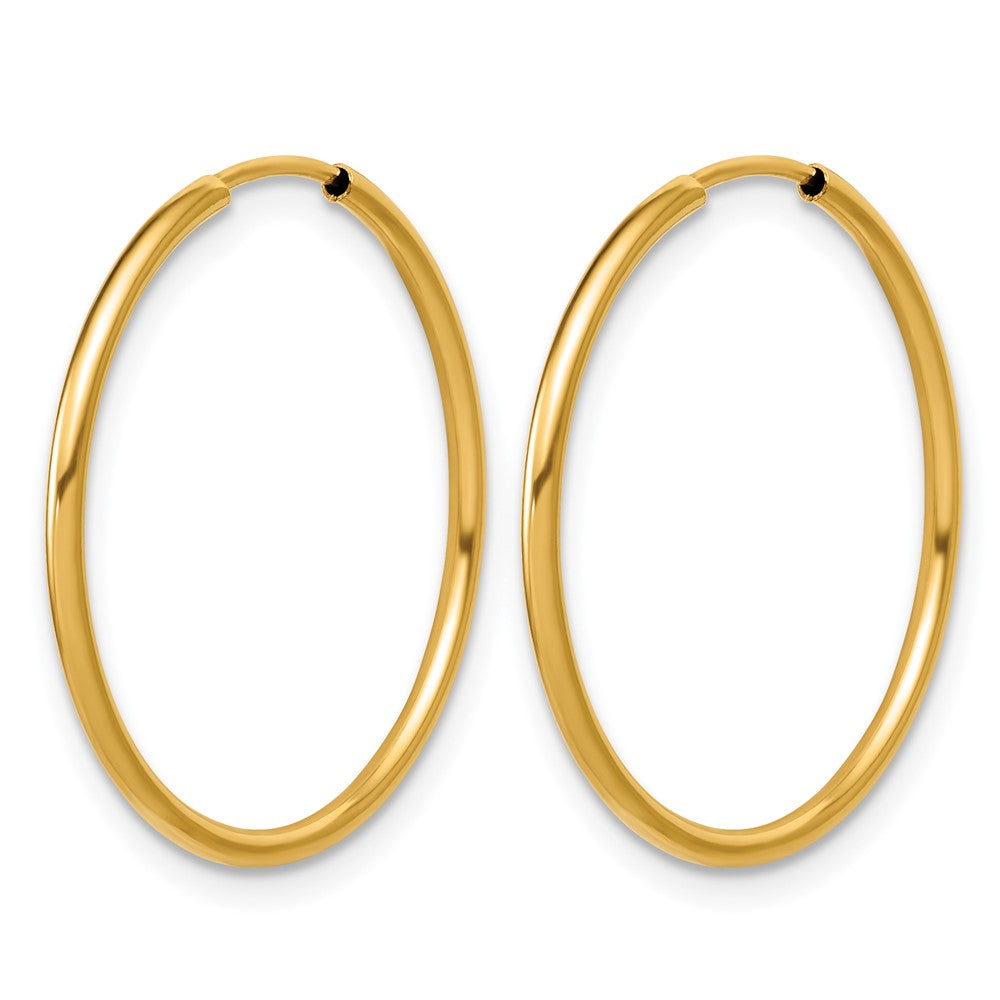 Alternate view of the 1/20 14K Gold Filled 1.25mm Endless Hollow Hoop Earrings, 24mm to 65mm by The Black Bow Jewelry Co.