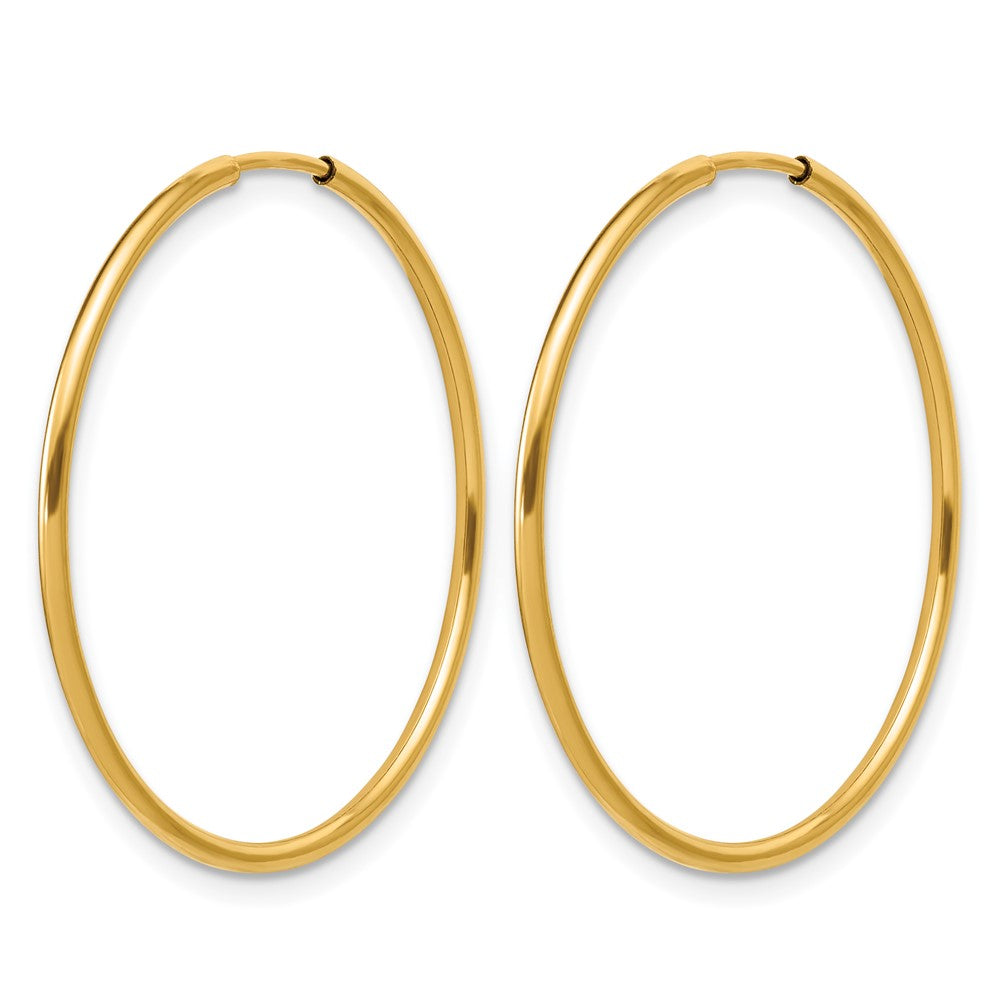 Alternate view of the 1/20 14K Gold Filled Endless Hollow Hoop Earrings, 1.25 x 30mm by The Black Bow Jewelry Co.