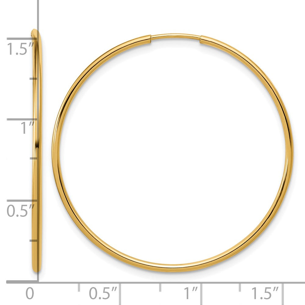 Alternate view of the 1/20 14K Gold Filled Endless Hollow Hoop Earrings, 1.25 x 38mm by The Black Bow Jewelry Co.