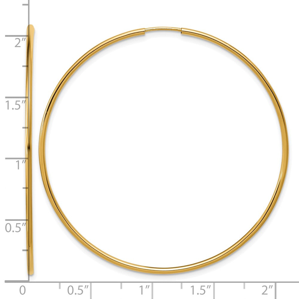 Alternate view of the 1/20 14K Gold Filled Endless Hollow Hoop Earrings, 1.25 x 50mm by The Black Bow Jewelry Co.
