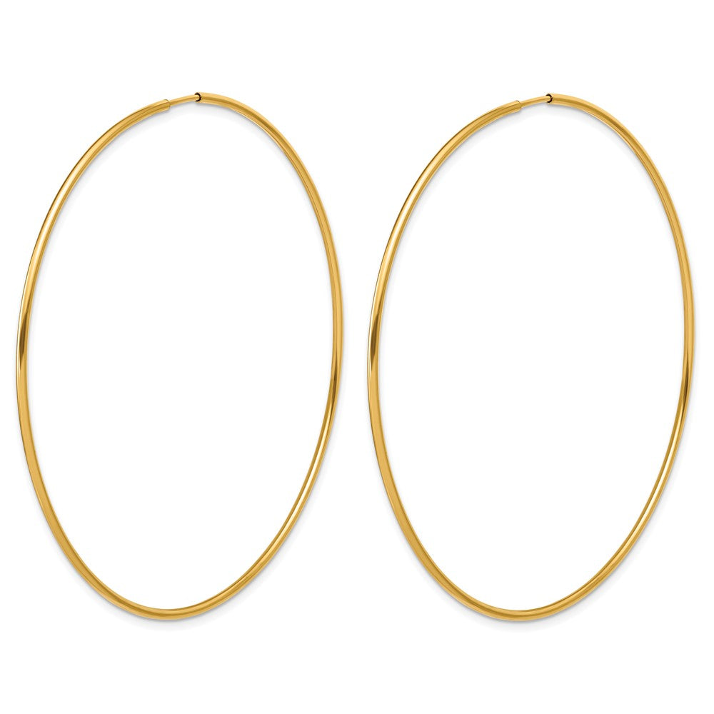 Alternate view of the 1/20 14K Gold Filled Endless Hollow Hoop Earrings, 1.25 x 65mm by The Black Bow Jewelry Co.