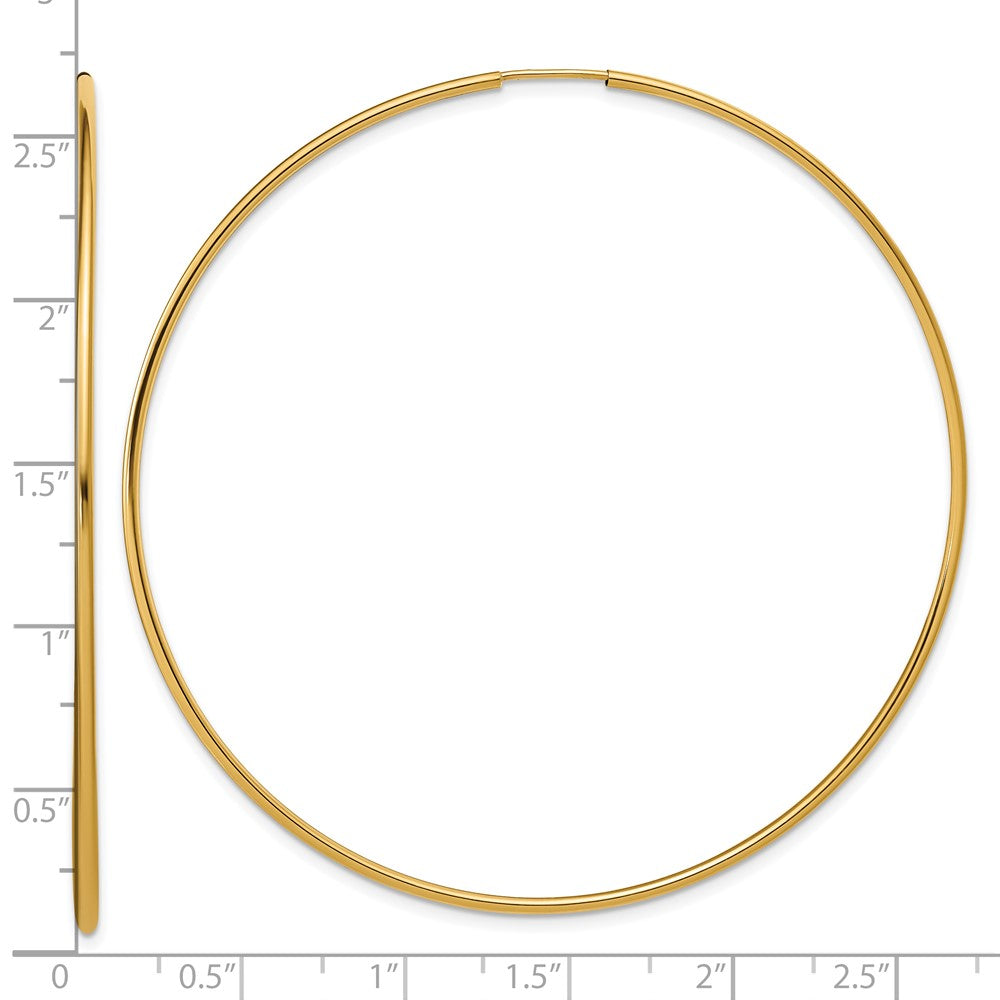 Alternate view of the 1/20 14K Gold Filled Endless Hollow Hoop Earrings, 1.25 x 65mm by The Black Bow Jewelry Co.