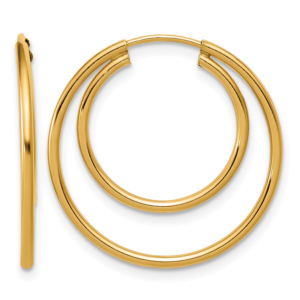1/20 14K Gold Filled Hollow Double Endless Hoop Earrings, 1.3 x 24mm, Item E19165-24 by The Black Bow Jewelry Co.
