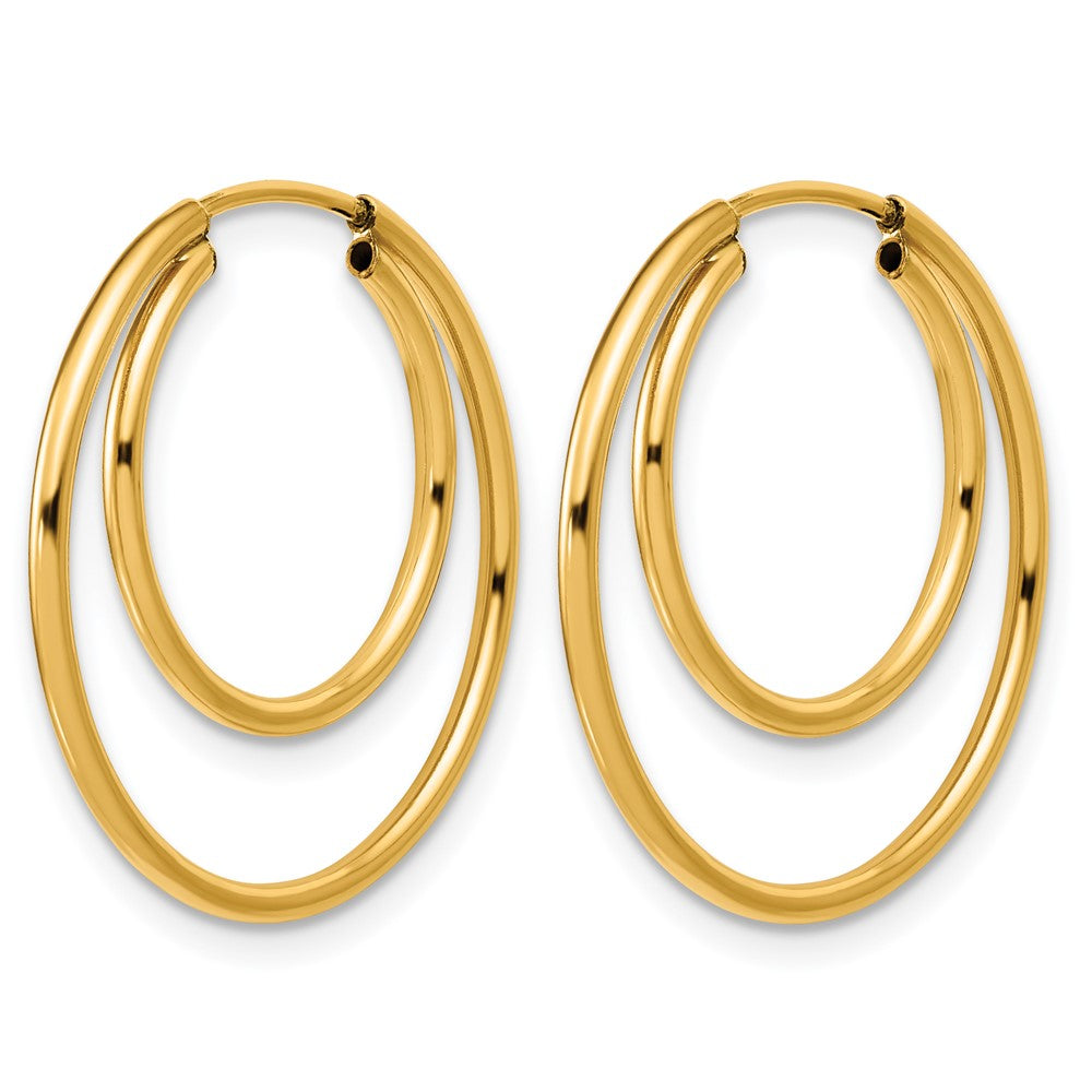 Alternate view of the 1/20 14K Gold Filled Hollow Double Endless Hoop Earrings, 1.3 x 24mm by The Black Bow Jewelry Co.