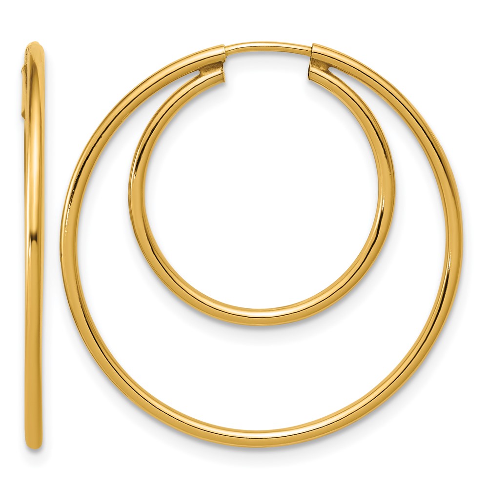 1/20 14K Gold Filled Hollow Double Endless Hoop Earrings, 1.3 x 30mm, Item E19165-30 by The Black Bow Jewelry Co.