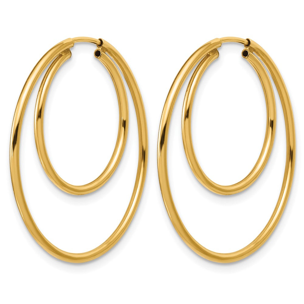 Alternate view of the 1/20 14K Gold Filled Hollow Double Endless Hoop Earrings, 1.3 x 30mm by The Black Bow Jewelry Co.
