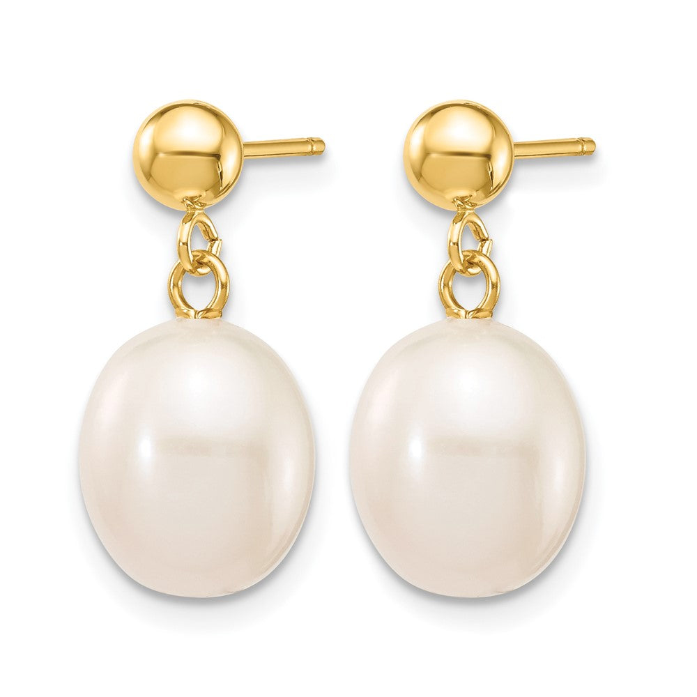 Alternate view of the 14K Gold Filled 8-9mm White Rice FWC Pearl Post Dangle Earrings by The Black Bow Jewelry Co.