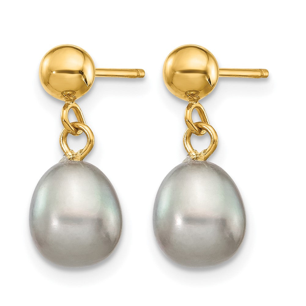 Alternate view of the 14K Gold Filled Gray Rice FW Cultured Pearl Post Dangle Earrings by The Black Bow Jewelry Co.