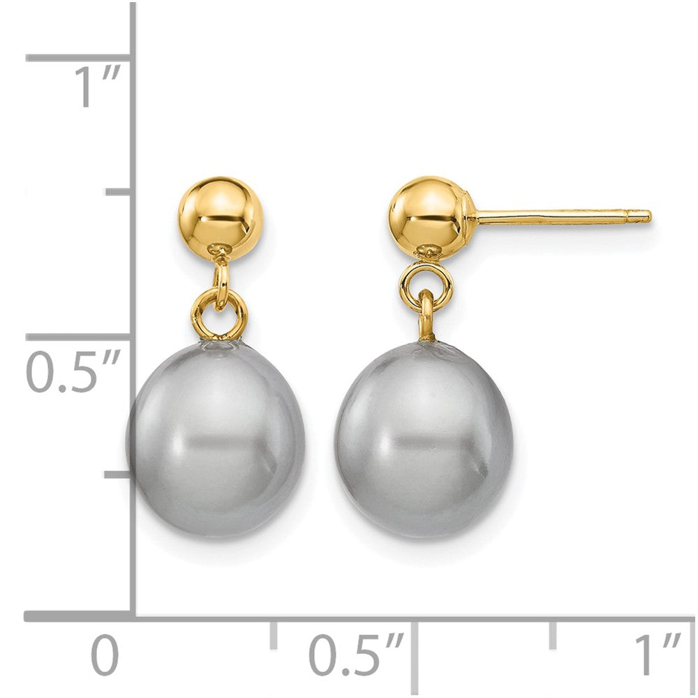 Alternate view of the 14K Gold Filled 8-9mm Gray Rice FW Cultured Pearl Post Dangle Earrings by The Black Bow Jewelry Co.