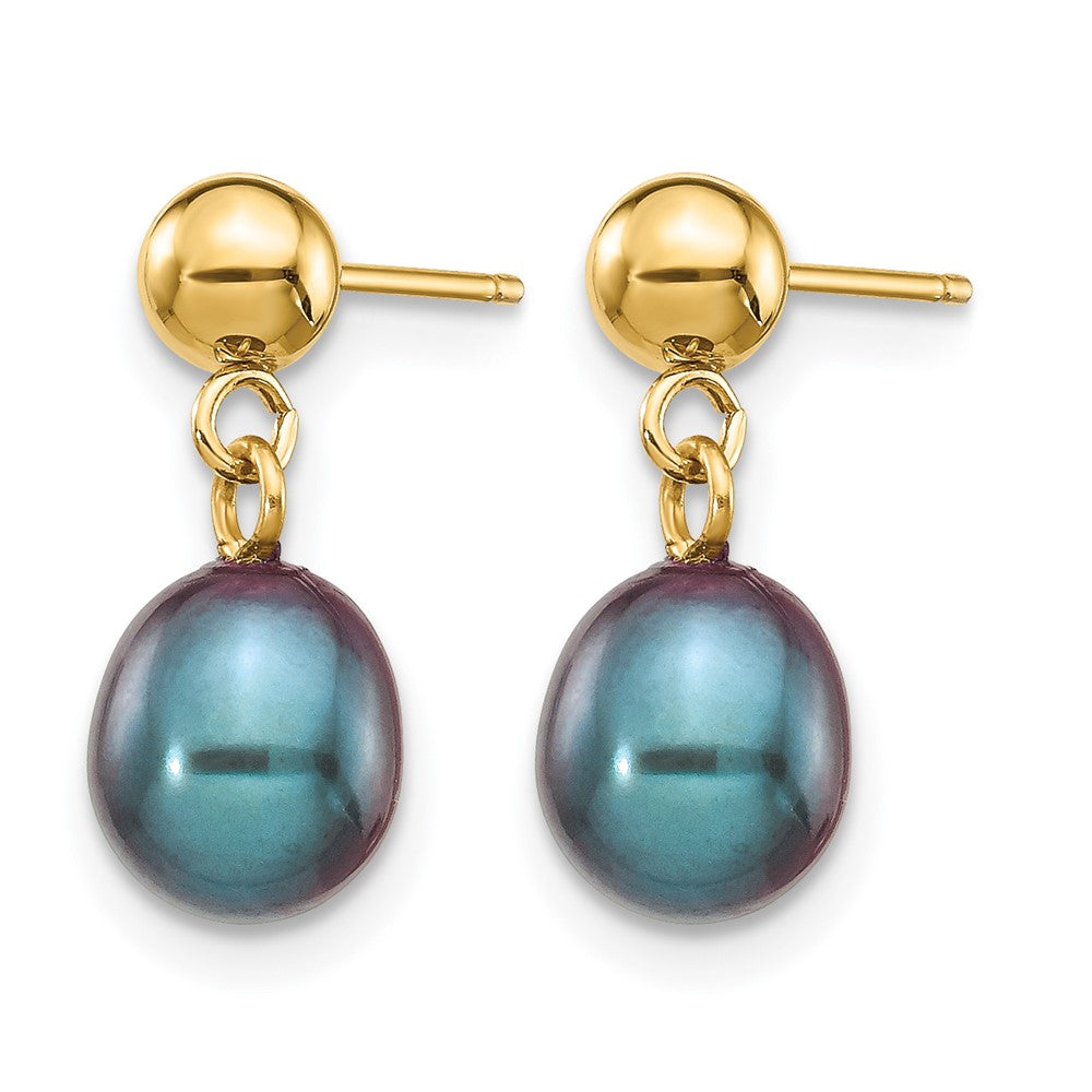 Alternate view of the 14K Gold Filled Black Rice FW Cultured Pearl Post Dangle Earrings by The Black Bow Jewelry Co.