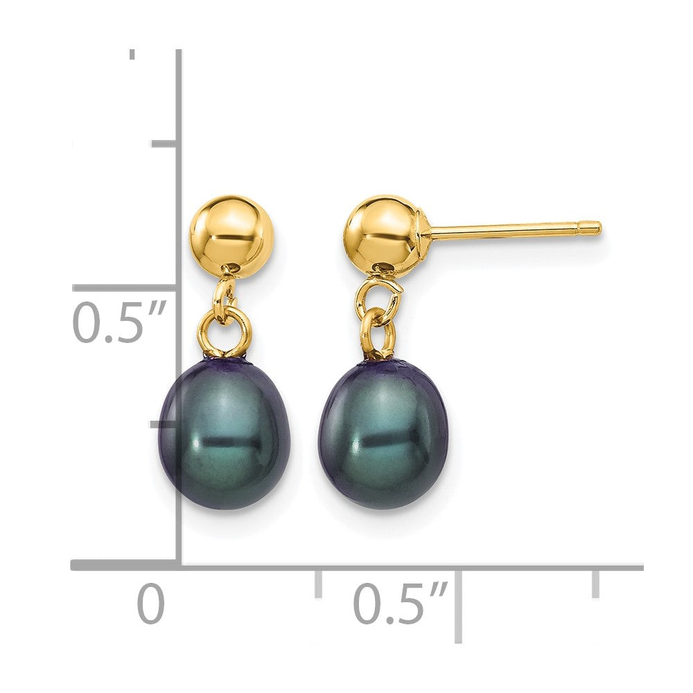 Alternate view of the 14K Gold Filled Black Rice FW Cultured Pearl Post Dangle Earrings by The Black Bow Jewelry Co.