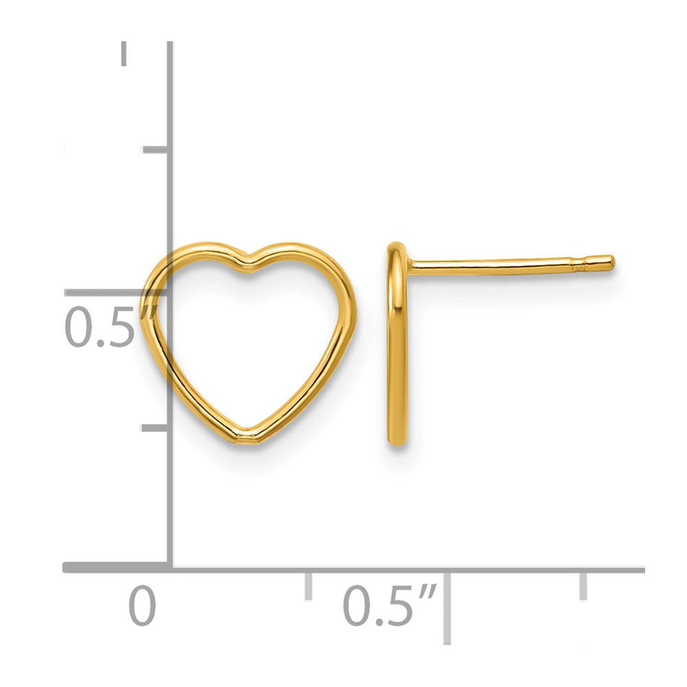 Alternate view of the 1/20 14K Gold Filled Polished Open Heart Post Earrings, 1 x 10mm by The Black Bow Jewelry Co.
