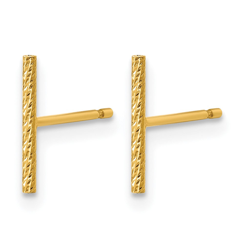 Alternate view of the 1/20 14K Gold Filled Diamond Cut Bar Post Earrings, 1.5 x 10mm by The Black Bow Jewelry Co.