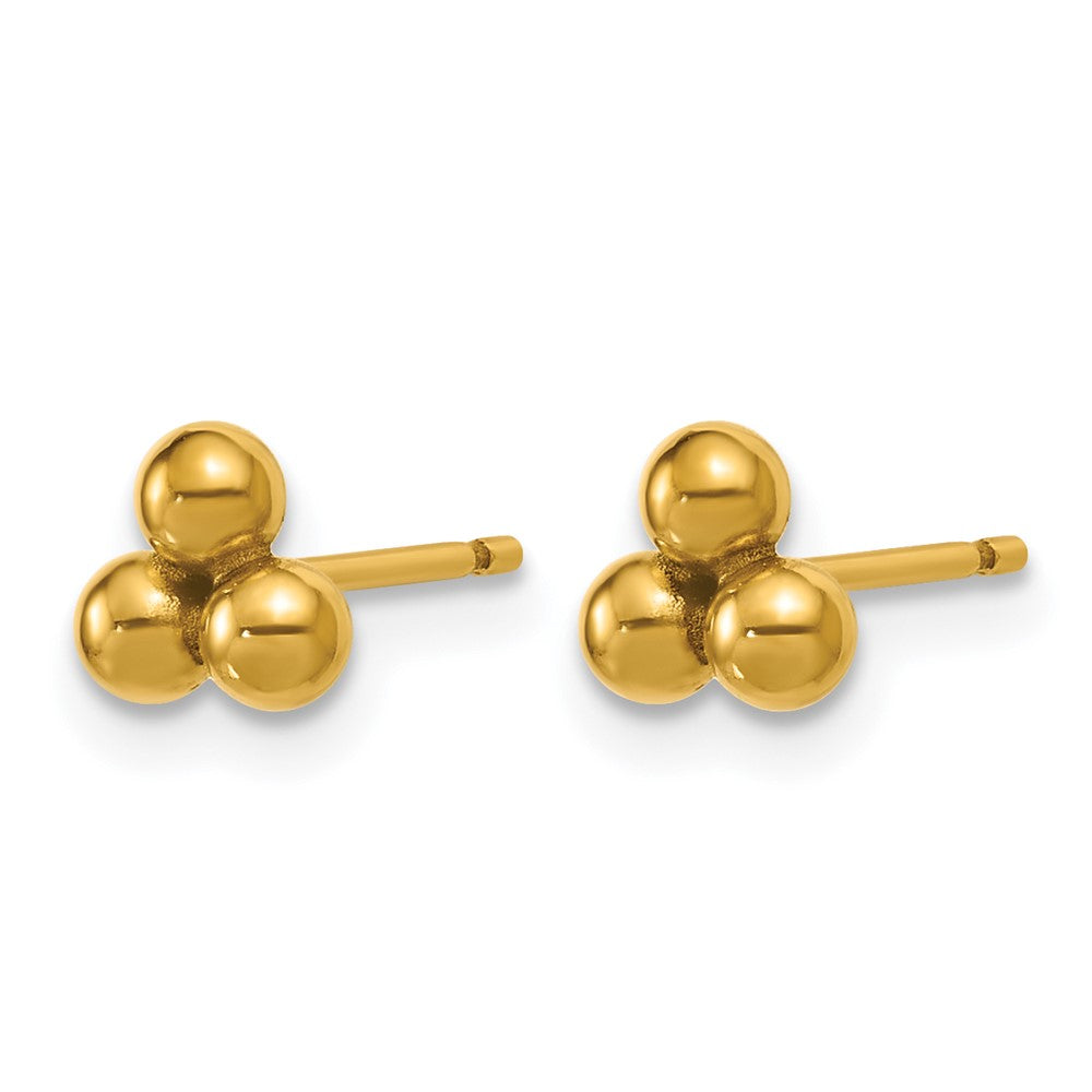 Alternate view of the 1/20 14K Gold Filled Hollow Triple Ball Post Earrings, 6mm by The Black Bow Jewelry Co.