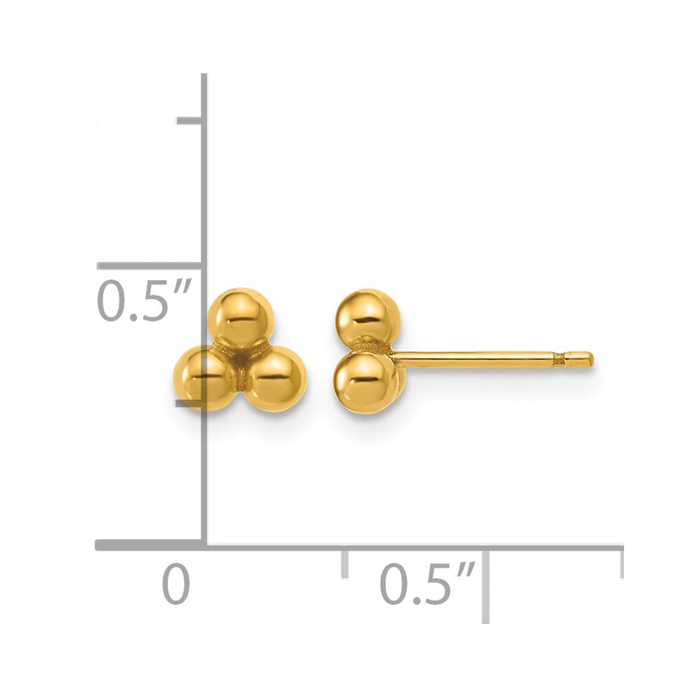 Alternate view of the 1/20 14K Gold Filled Hollow Triple Ball Post Earrings, 6mm by The Black Bow Jewelry Co.