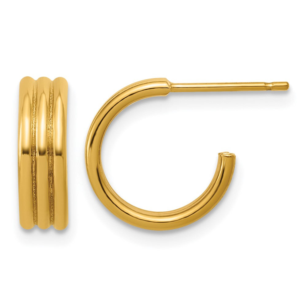 1/20 14K Gold Filled Solid Triple Row Post C Hoop Earrings, 3.8 x 12mm, Item E19177 by The Black Bow Jewelry Co.
