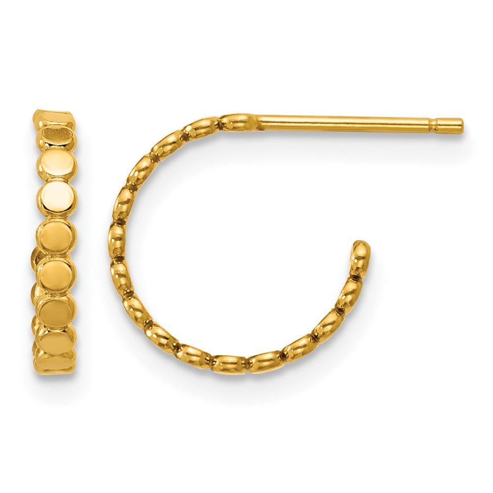 1/20 14K Gold Filled Solid Flat Beaded Post Hoop Earrings, 1.9 x 12mm, Item E19178 by The Black Bow Jewelry Co.