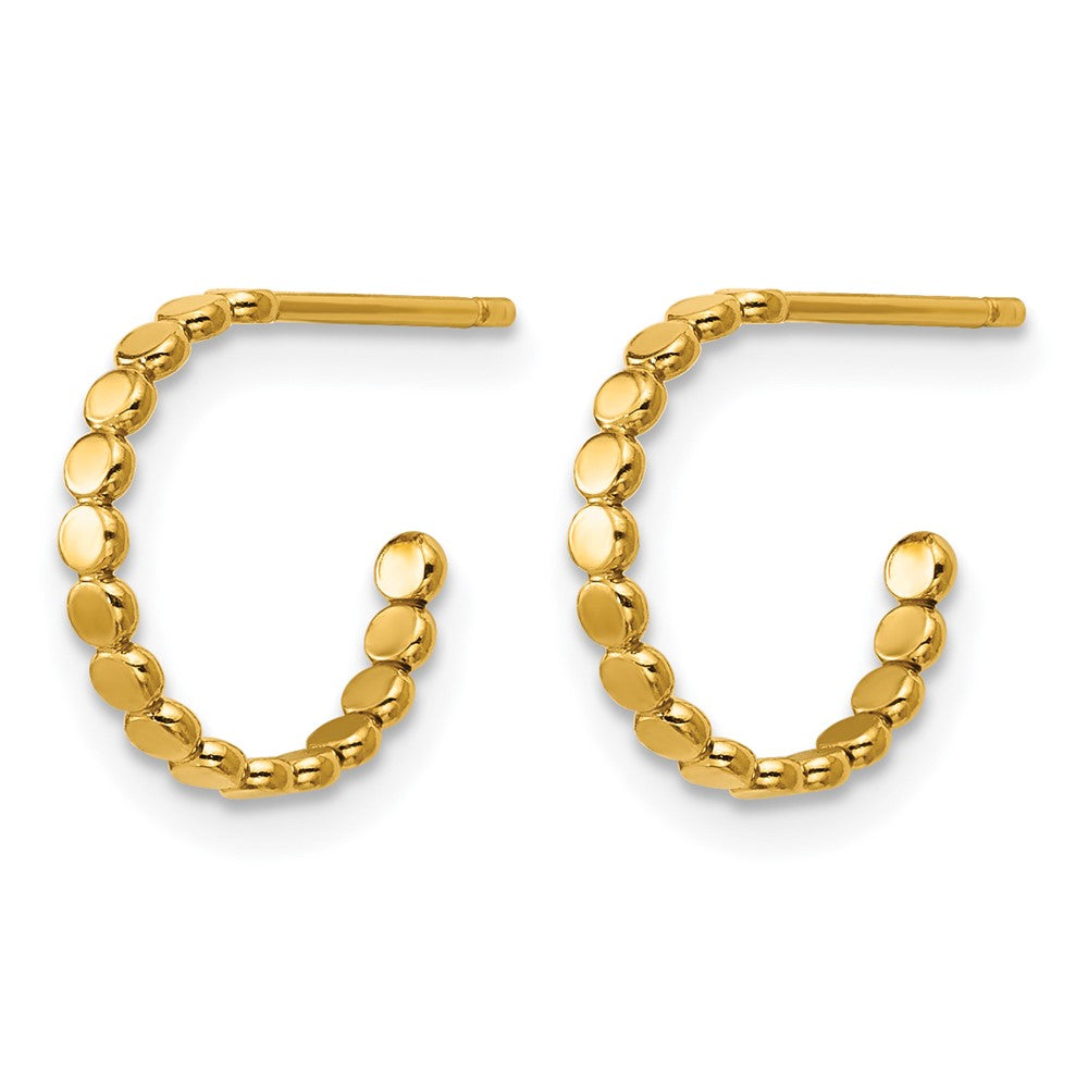 Alternate view of the 1/20 14K Gold Filled Solid Flat Beaded Post Hoop Earrings, 1.9 x 12mm by The Black Bow Jewelry Co.
