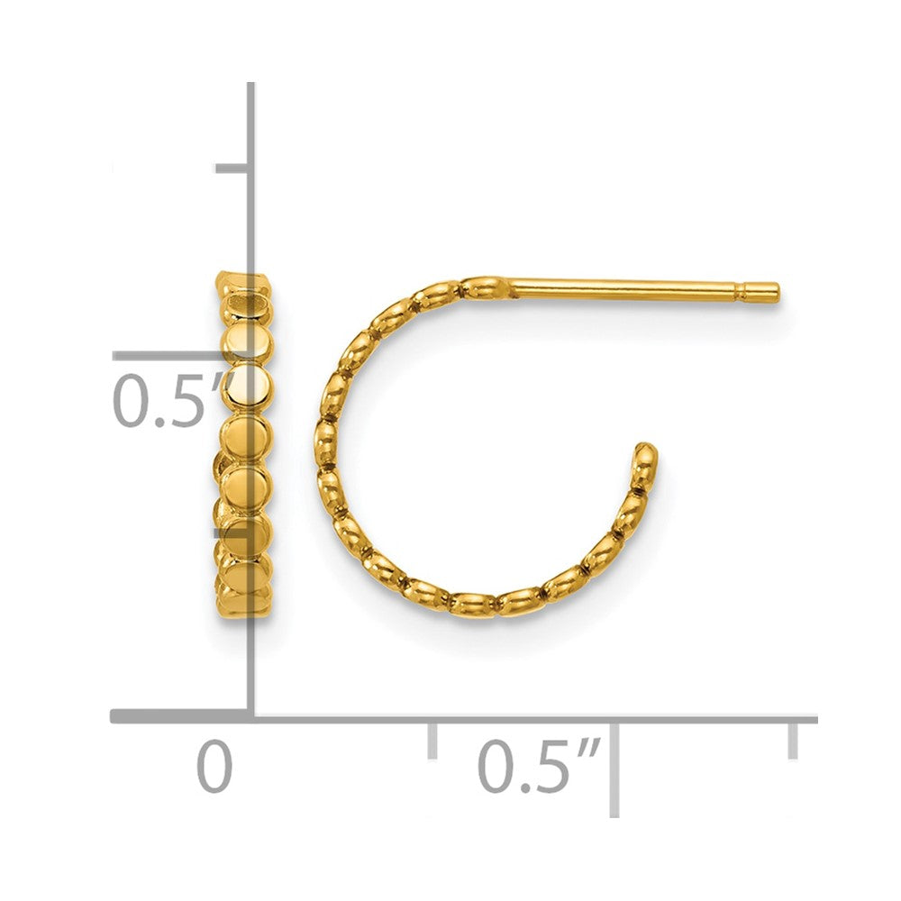 Alternate view of the 1/20 14K Gold Filled Solid Flat Beaded Post Hoop Earrings, 1.9 x 12mm by The Black Bow Jewelry Co.