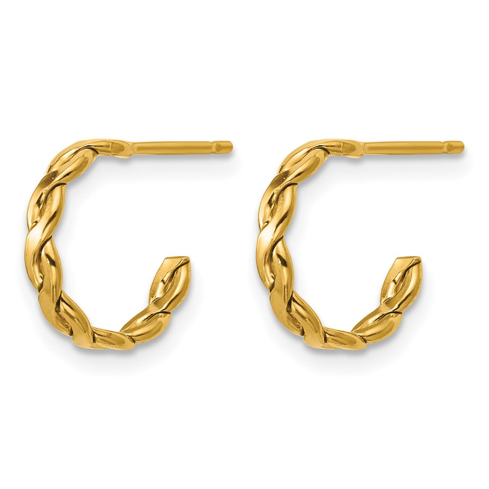 Alternate view of the 1/20 14K Gold Filled Solid Flat Braided J Hoop Earrings, 2.5 x 12mm by The Black Bow Jewelry Co.