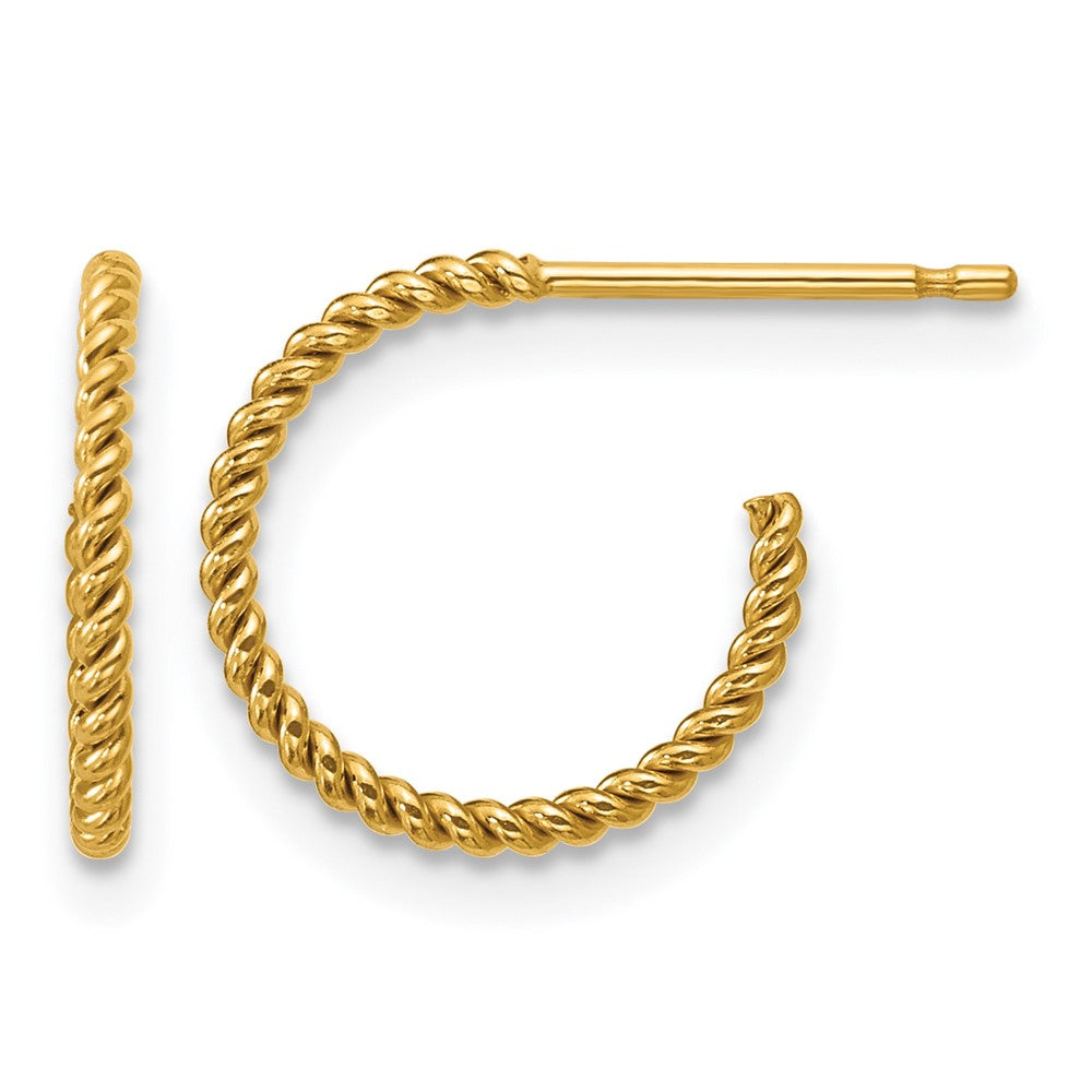1/20 14K Gold Filled Solid Twisted Post C Hoop Earrings, 1.2 x 12mm, Item E19180 by The Black Bow Jewelry Co.
