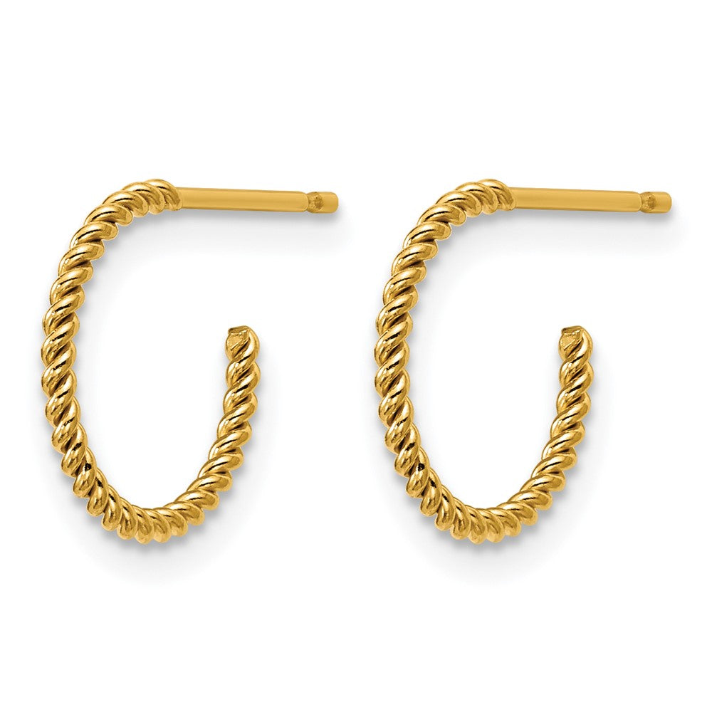 Alternate view of the 1/20 14K Gold Filled Solid Twisted Post C Hoop Earrings, 1.2 x 12mm by The Black Bow Jewelry Co.