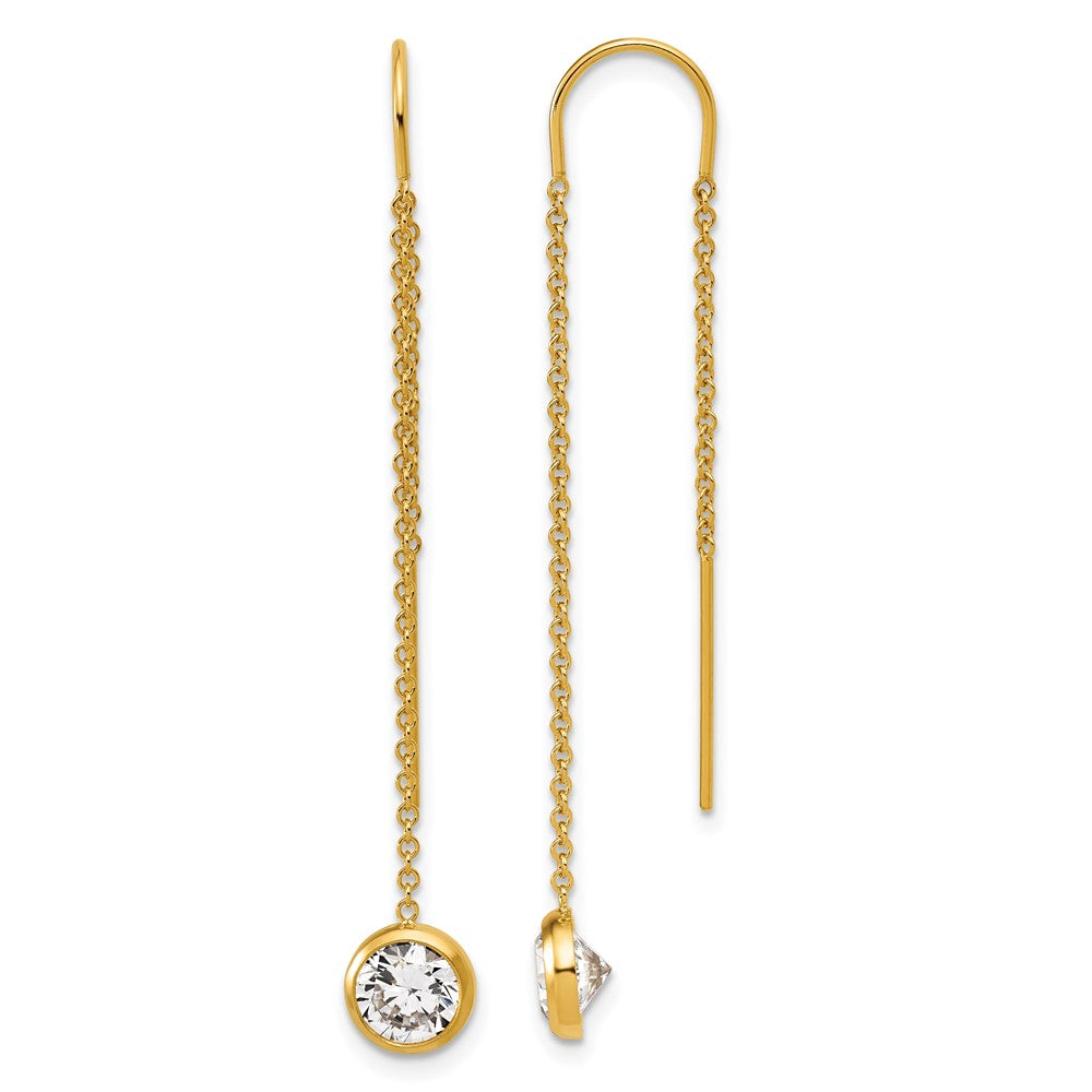 1/20 14K Gold Filled Cubic Zirconia Dangle Threader Earrings, 6 x 52mm, Item E19181 by The Black Bow Jewelry Co.