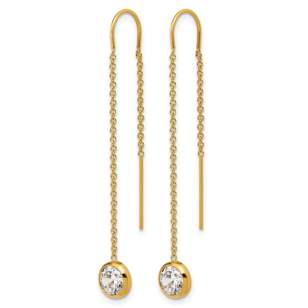Alternate view of the 1/20 14K Gold Filled Cubic Zirconia Dangle Threader Earrings, 6 x 52mm by The Black Bow Jewelry Co.