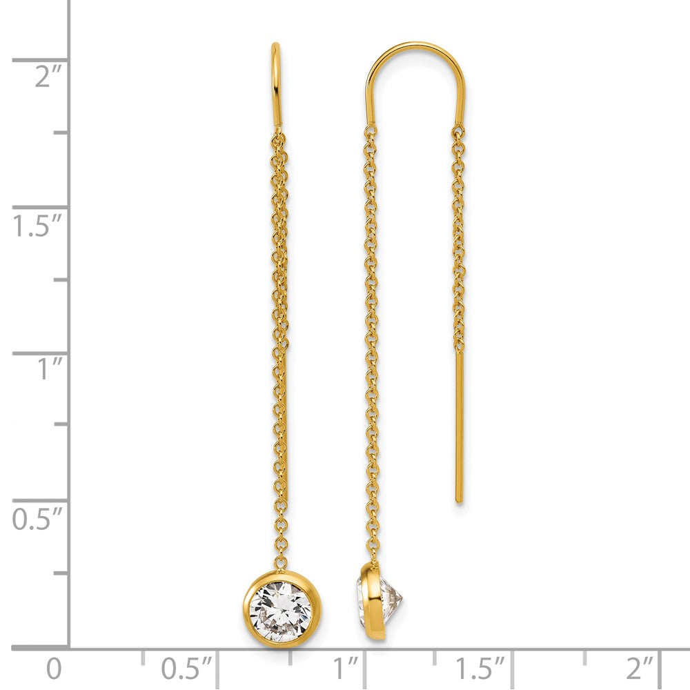 Alternate view of the 1/20 14K Gold Filled Cubic Zirconia Dangle Threader Earrings, 6 x 52mm by The Black Bow Jewelry Co.