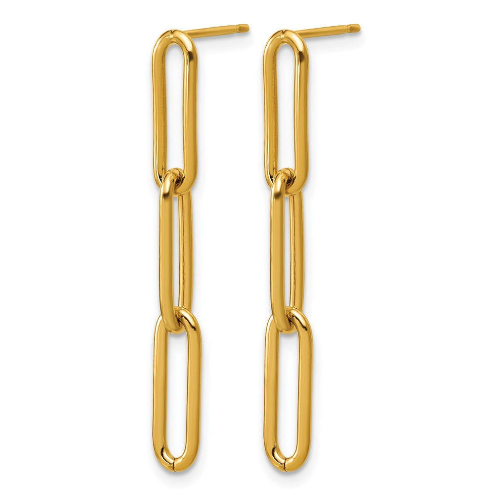 Alternate view of the 1/20 14K Gold Filled Paperclip Link Post Dangle Earrings, 4 x 37mm by The Black Bow Jewelry Co.
