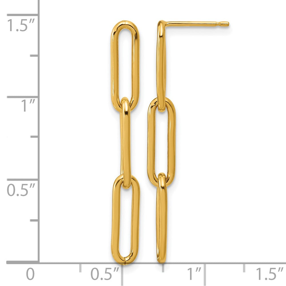 Alternate view of the 1/20 14K Gold Filled Paperclip Link Post Dangle Earrings, 4 x 37mm by The Black Bow Jewelry Co.