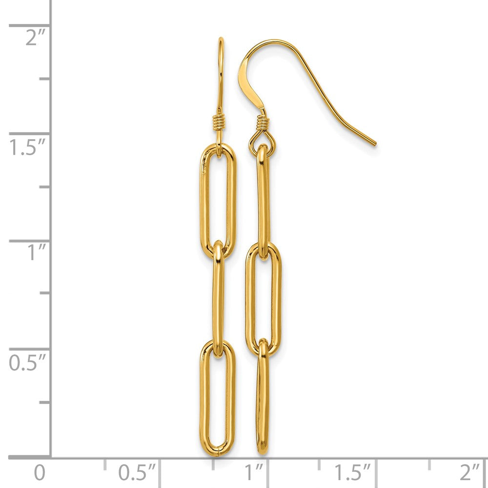 Alternate view of the 1/20 14K Gold Filled Paperclip Link Ear Wire Dangle Earrings, 4 x 49mm by The Black Bow Jewelry Co.
