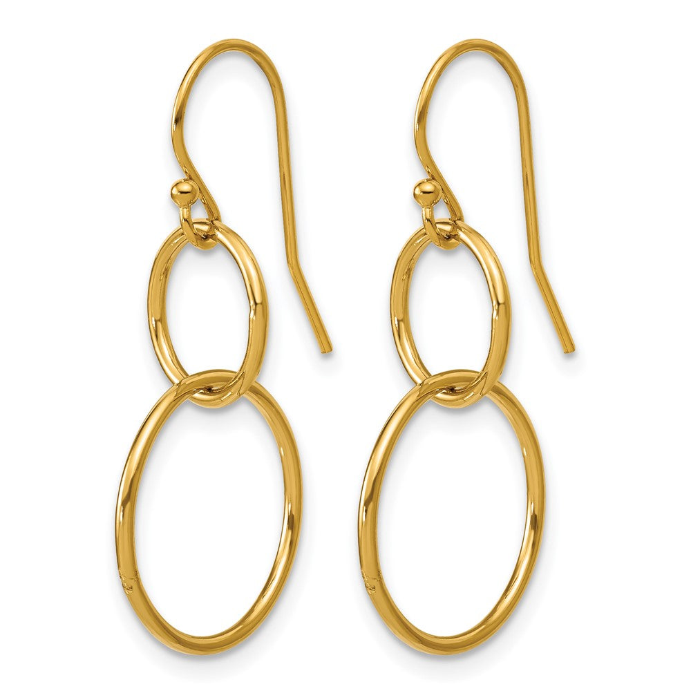 Alternate view of the 1/20 14K Gold Filled Interlocking Circles Dangle Earrings, 16 x 33mm by The Black Bow Jewelry Co.