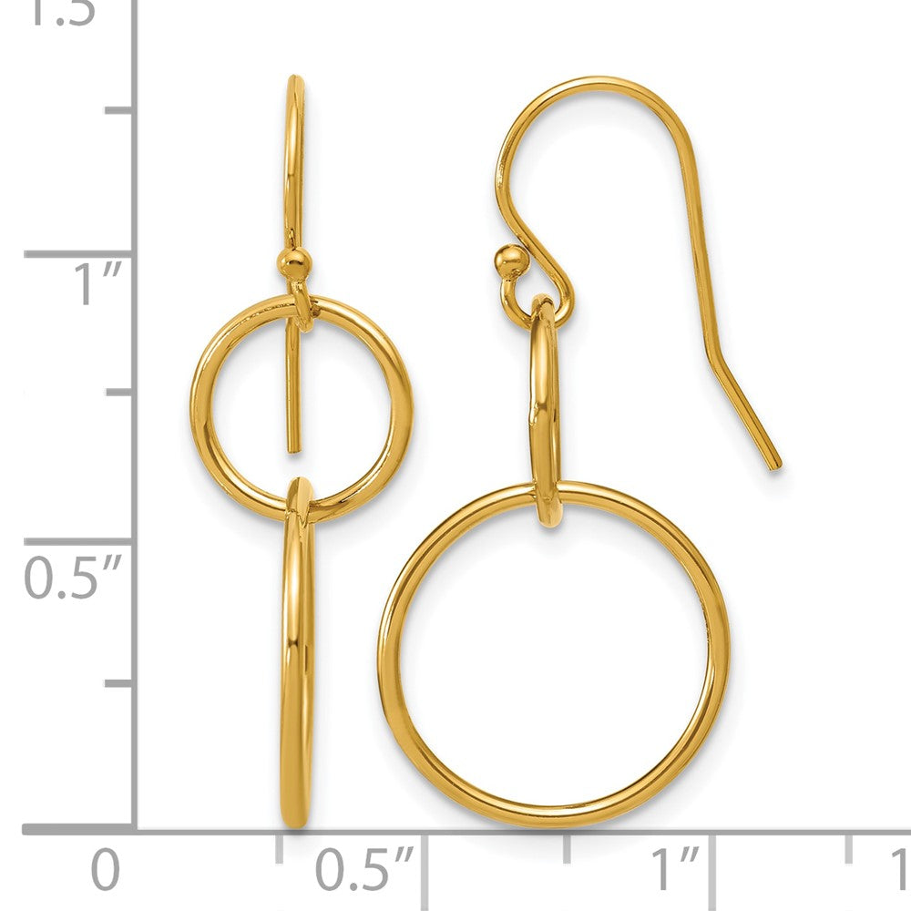 Alternate view of the 1/20 14K Gold Filled Interlocking Circles Dangle Earrings, 16 x 33mm by The Black Bow Jewelry Co.