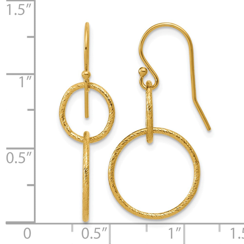 Alternate view of the 1/20 14K Gold Filled D/C Interlocking Circles Dangle Earrings, 16x34mm by The Black Bow Jewelry Co.