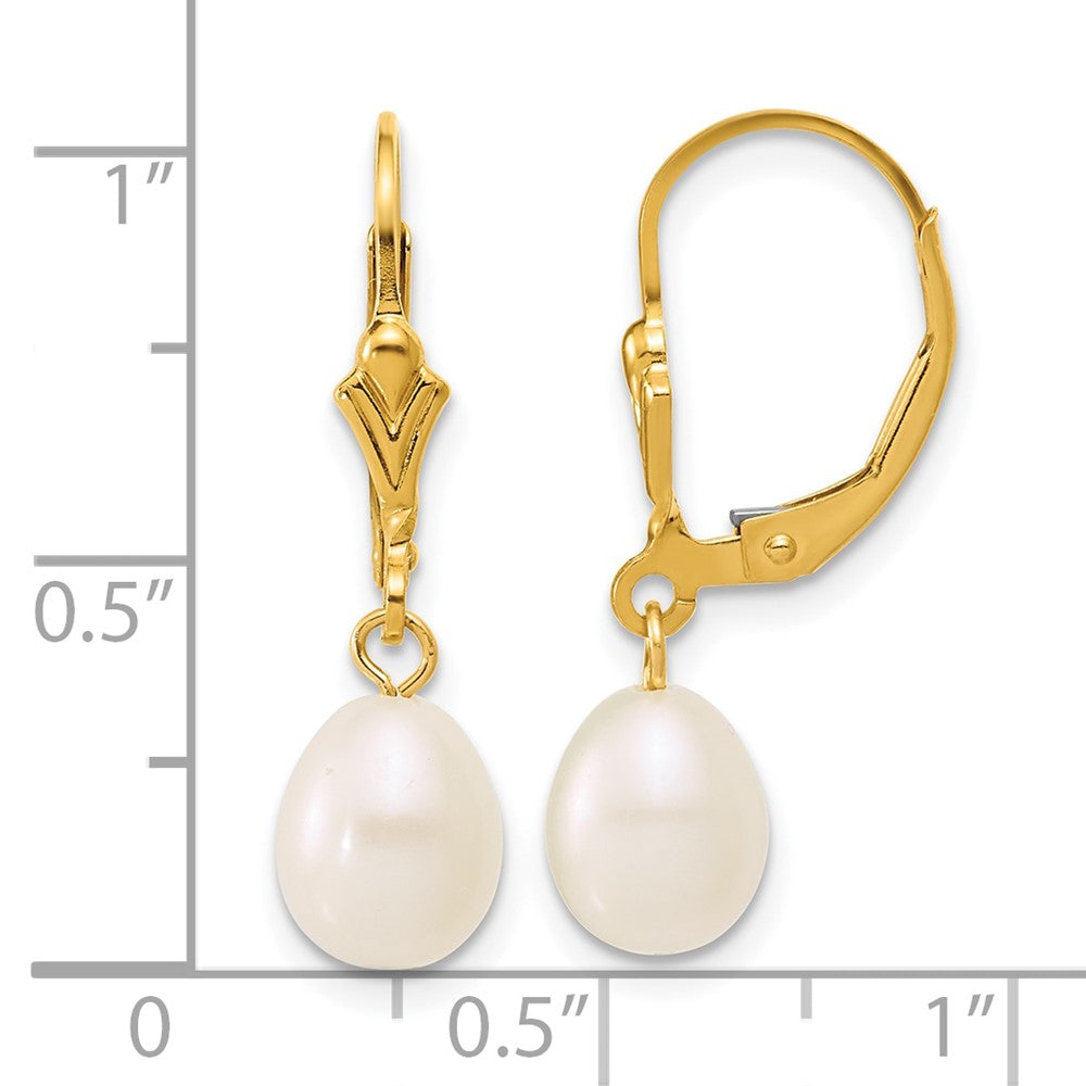Alternate view of the 14K Gold Filled 6-7mm White FWC Rice Pearl Lever Back Earrings, 27mm by The Black Bow Jewelry Co.